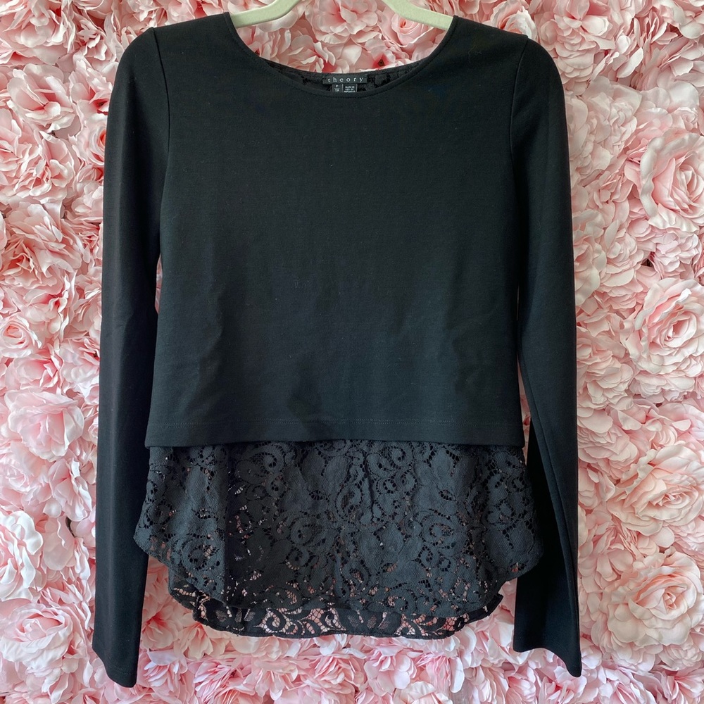 Theory black top with lace! Size P!